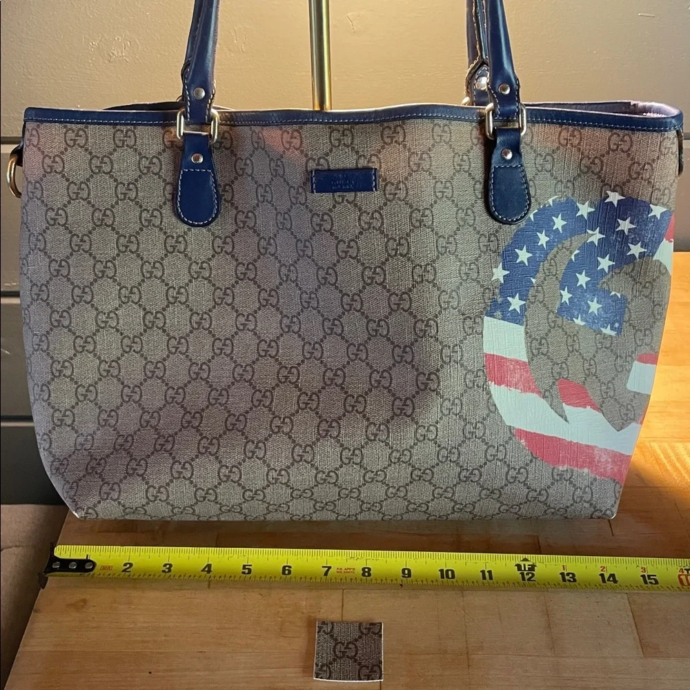 FOR CP ONLY! Gucci GG Monogram UNICEF Joy Patriotic American Flag Tote USA! - Picture 16 of 16